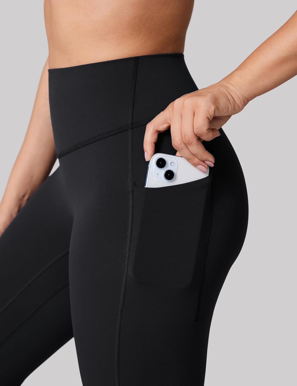 Hugcurve No Front Seam High Waisted Workout Leggings with Pockets for Women Buttery Soft Yoga Pants Gym Tights - 25'' - Image 2