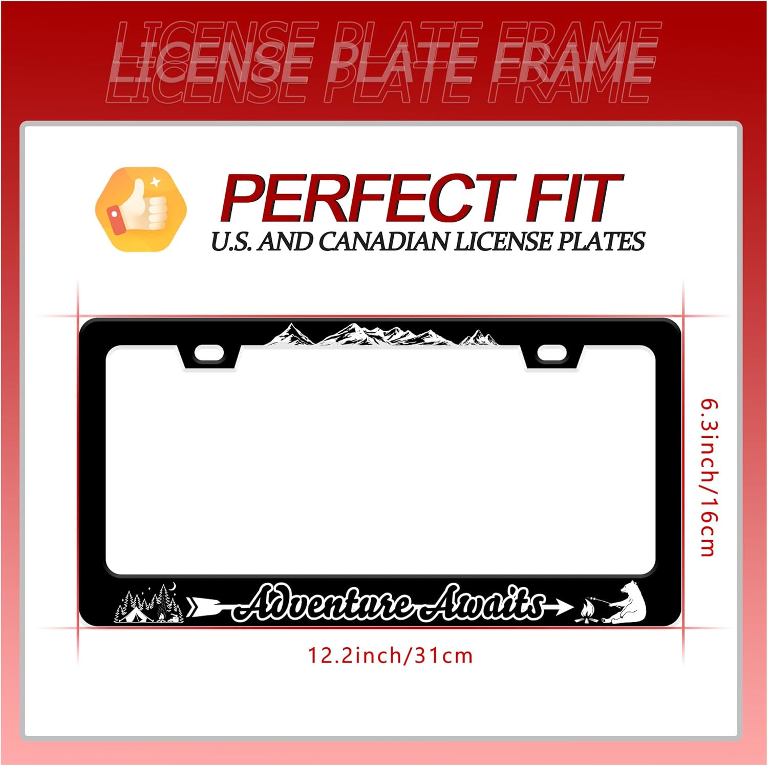 Adventure Awaits License Plate Frame Mountains License Plate Holder 2 Holes image 2