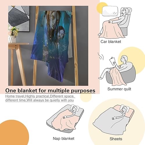 Miniatura 3 de A.vatar - Manta de película suave, ligera, acogedora, de franela impresa en 3D, manta cálida para decoración de aire acondicionado para cama, sofá,