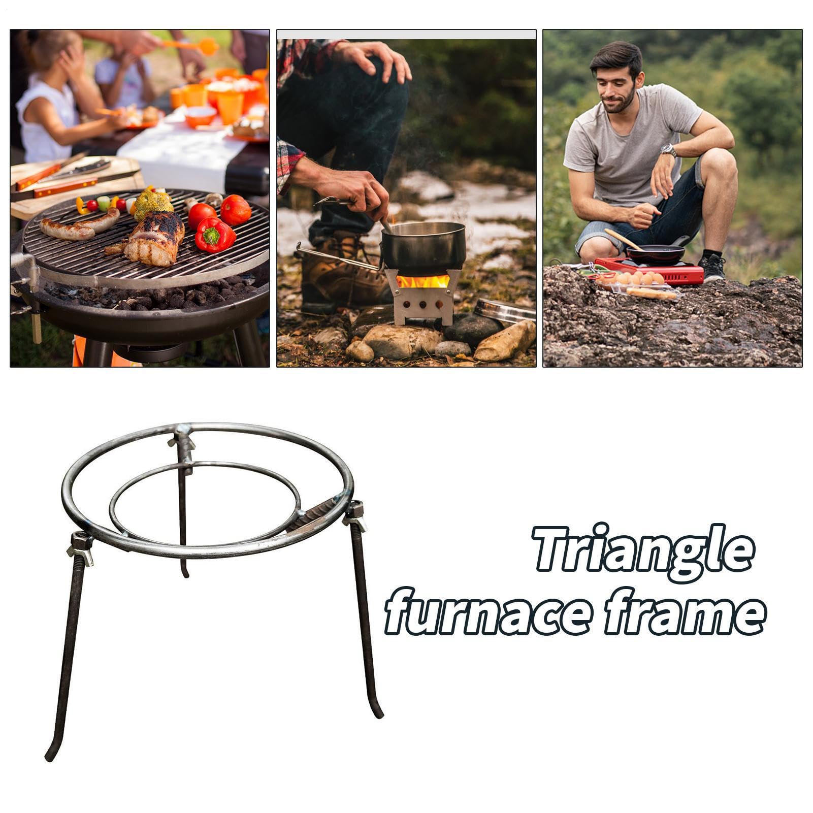 Treppiede Da Campeggio Per Cucinare Supporto Triangolo per Stufa | Cornice Triangolare Per Fornello Portatile E Resistente Al Calore Per Viaggi Escursioni Pesca Falò Campeggio All'Aperto