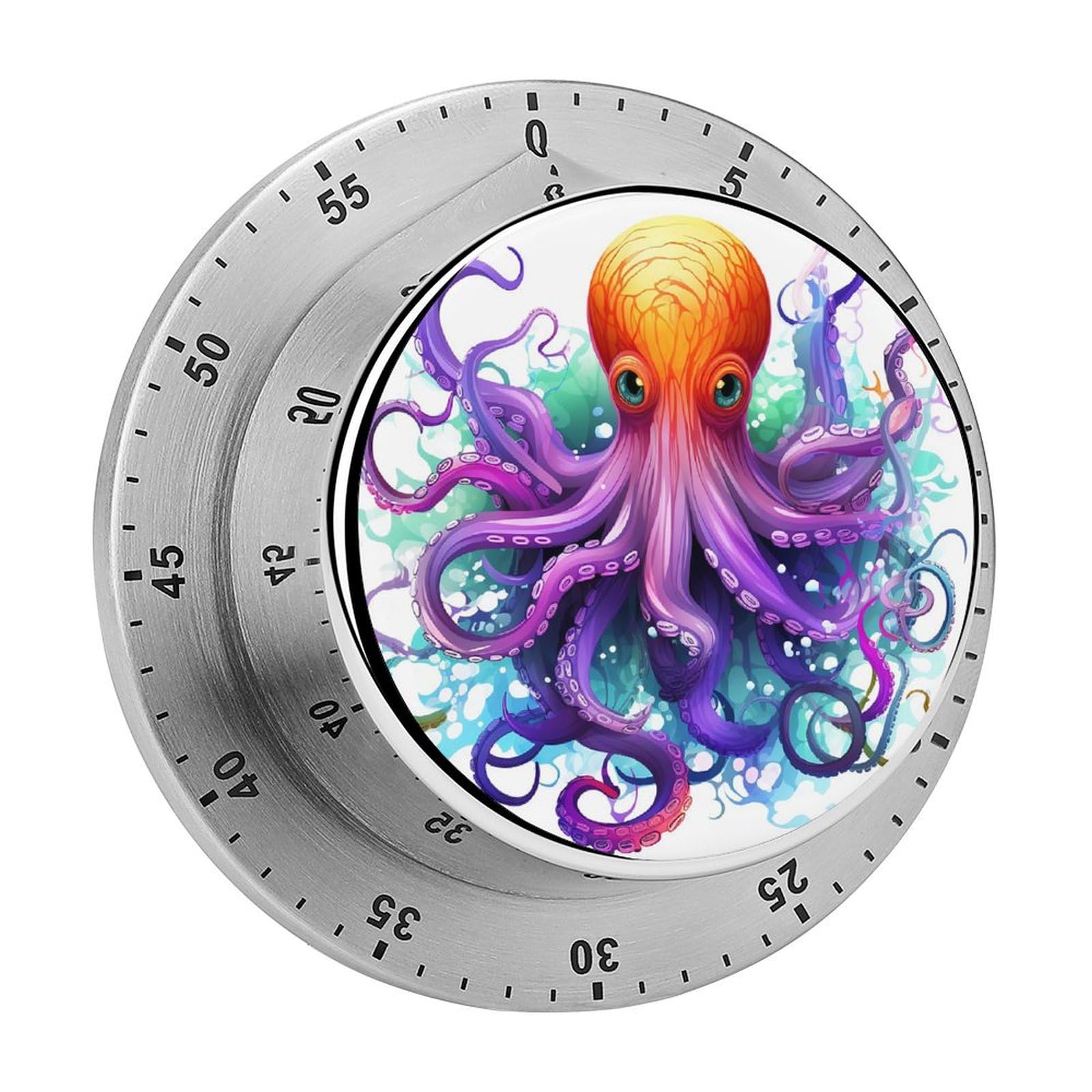 Colorful Octopus Manual Countdown Timer with Magnetic Base Visual Mechanical Timer for Classroom Home Study and Cooking