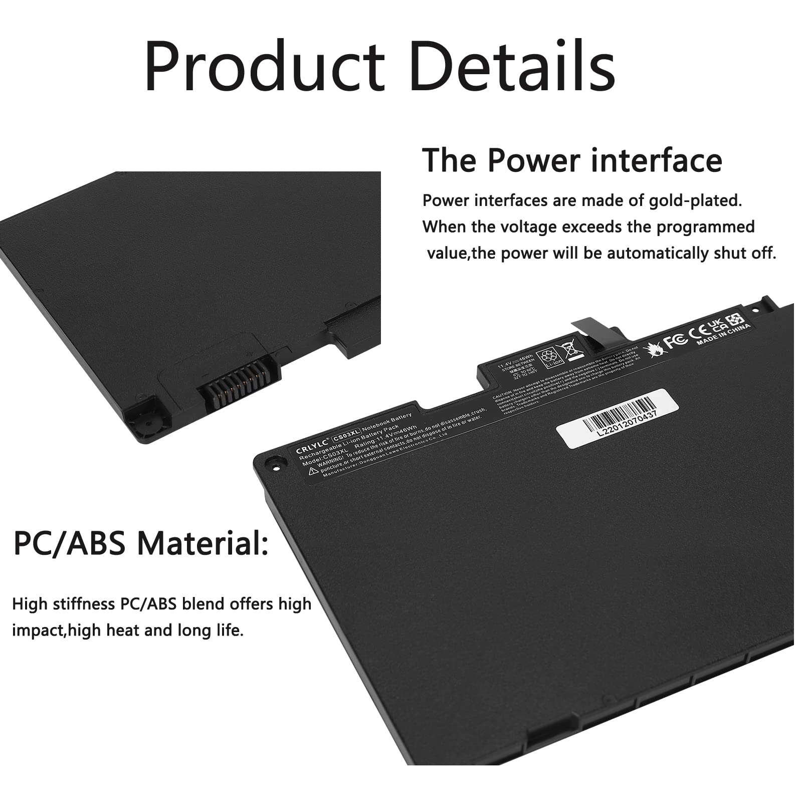 46Wh CS03XL CSO3XL TA03XL Batteria per Portatile HP EliteBook 745 755 840 850 G3 G4 848 G3 ZBook 15u G3 G4 mt42 mt43 800513-001 800231-141 T7B32AA HSTNN-I33C-4/5 HSTNN-IB6Y HSTNN-DB6U CS03046XL