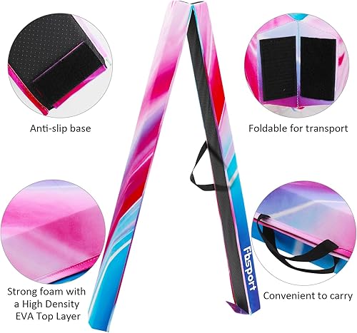 Miniatura 36 de FBSPORT Haz de equilibrio de 8 pies/6 pies: equipo de gimnasia plegable para niños y adultos, base de goma antideslizante, viga de gimnasia