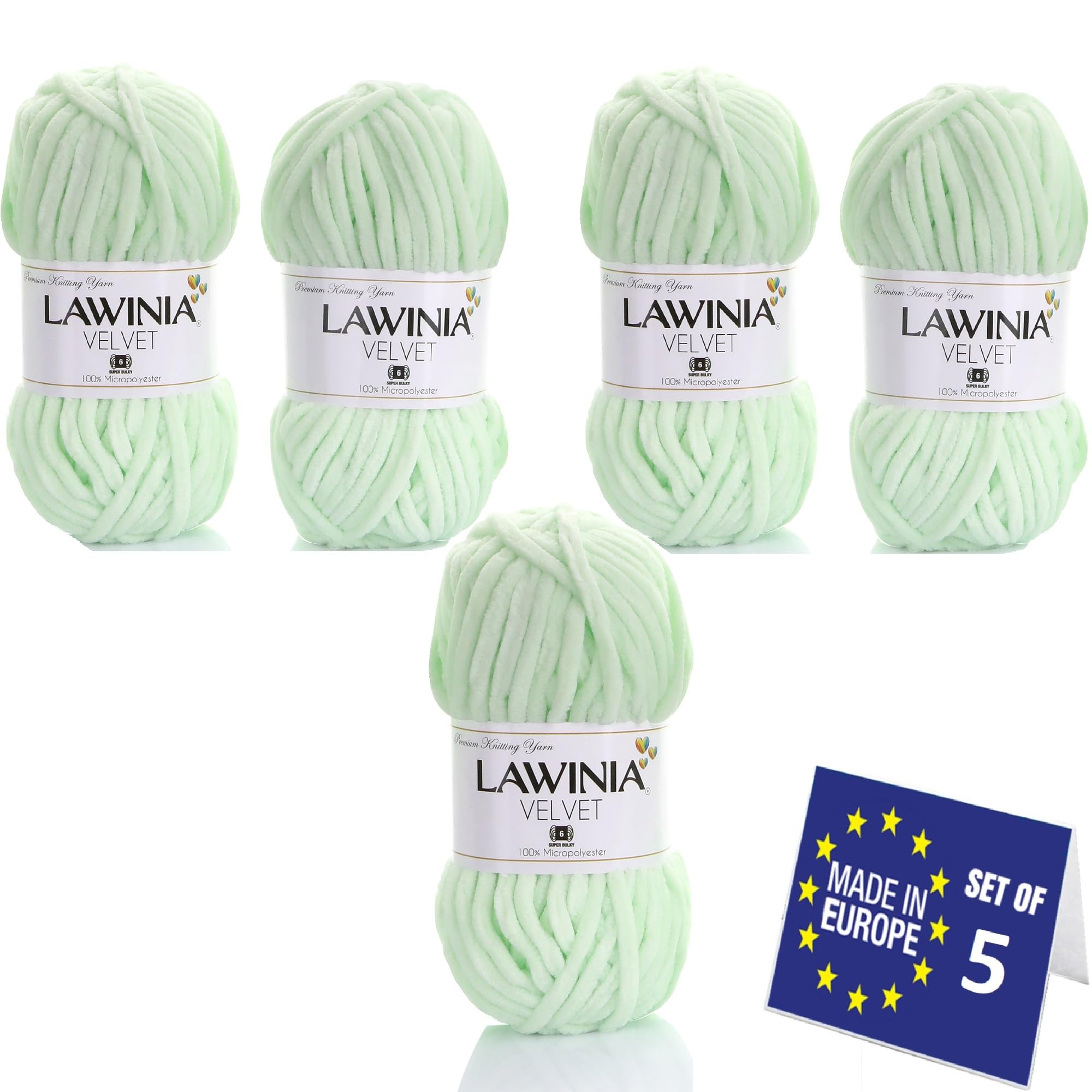 LAWINIA Premium Soft Chenille Yarn Chunky for Knitting Thick Velvet Yarn, Does NOT SHED, Plush Crochet Chunky Wool