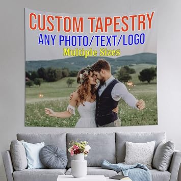 Boffihuxaw Custom Tapestry Upload Images Bedroom Customized Photo Picture Collage Wall Hanging Home Decor Tapestries Personalized Gifts for Birthday Wedding ChristmasHorizontal,1 Photo