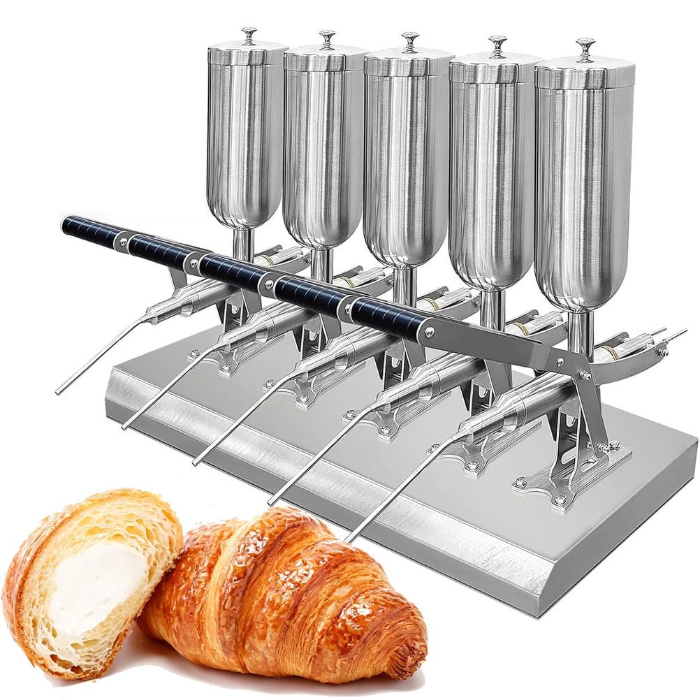 Rnqz One Color Commercial Donut Filler Machine, 5L Manual Donut Jelly Filler Injector Machine,With Short Nozzles For Bakerie Restaurant Cafe