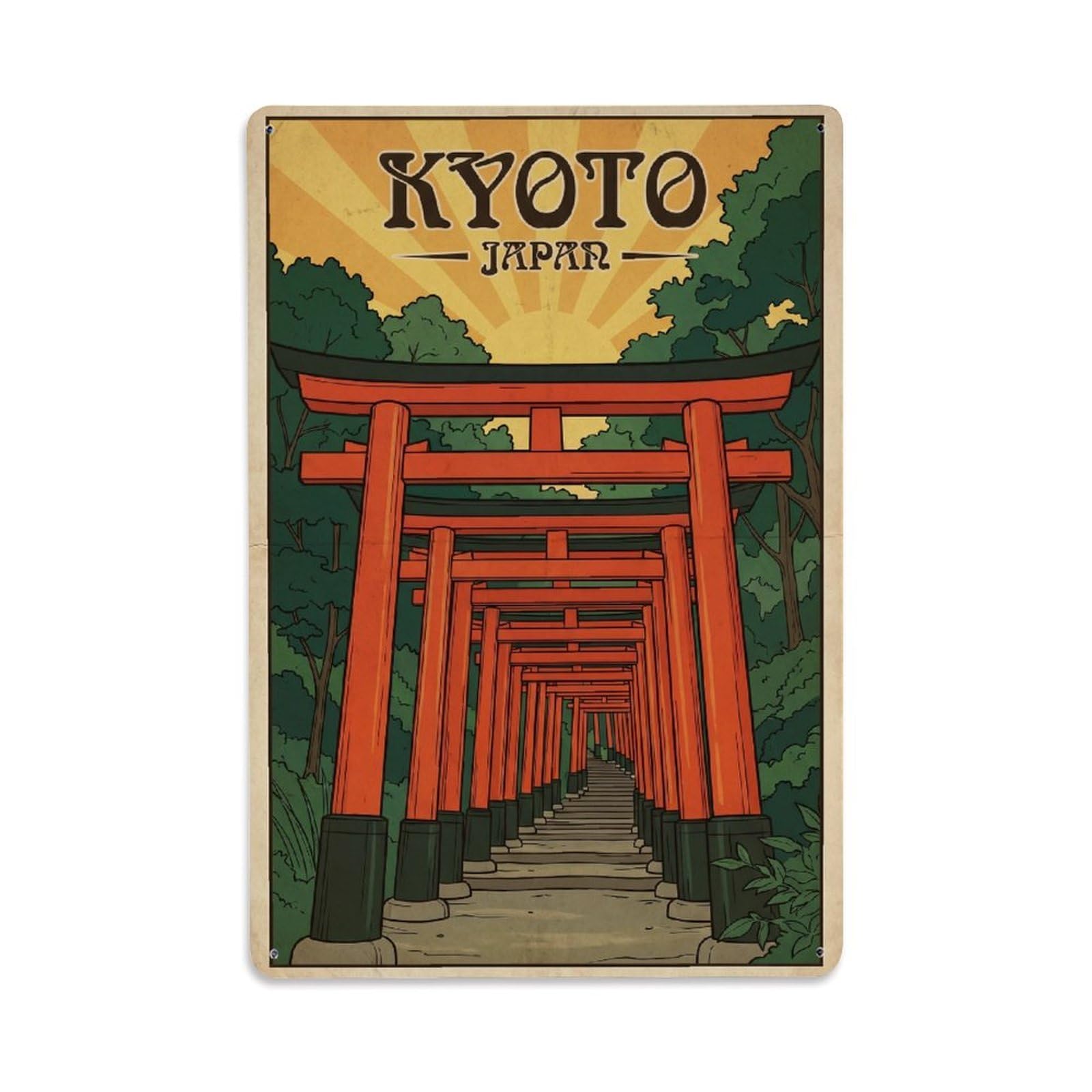 Gead 8X12inch Style Vintage Travel Kyoto Japan Fushimi Metal Tin Sign