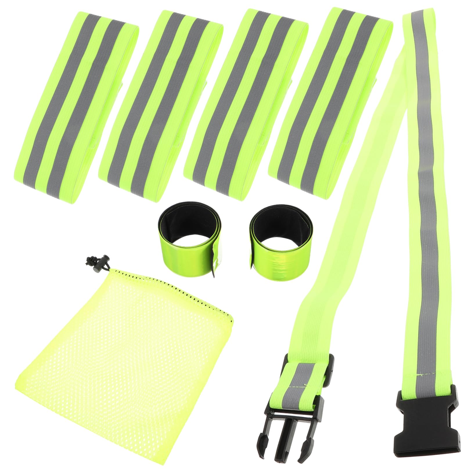 BESPORTBLE 3sets Fasce Riflettenti per Corsa e attività Notturne di Cintura Elastica e Braccialetti per Sicurezza Adatto per Ciclismo e Camminate Alta visibilità e Comfort