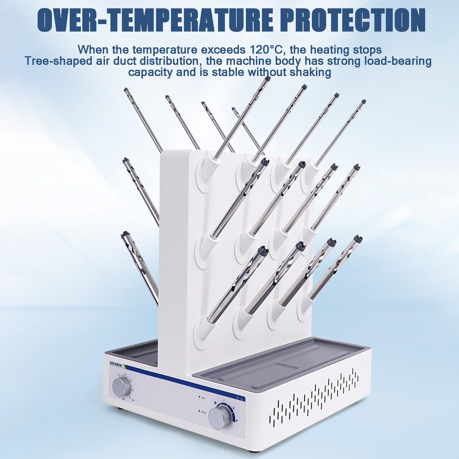 Secador De Flujo Aire Para Laboratorio Para Cristalería, Temperatura Rt~85 ℃, Tiempo 0 a 1 H, Secado Uniforme, Sin Manchas Agua Residuales, Para Tubos Ensayo Vidrio,LC-AD-24