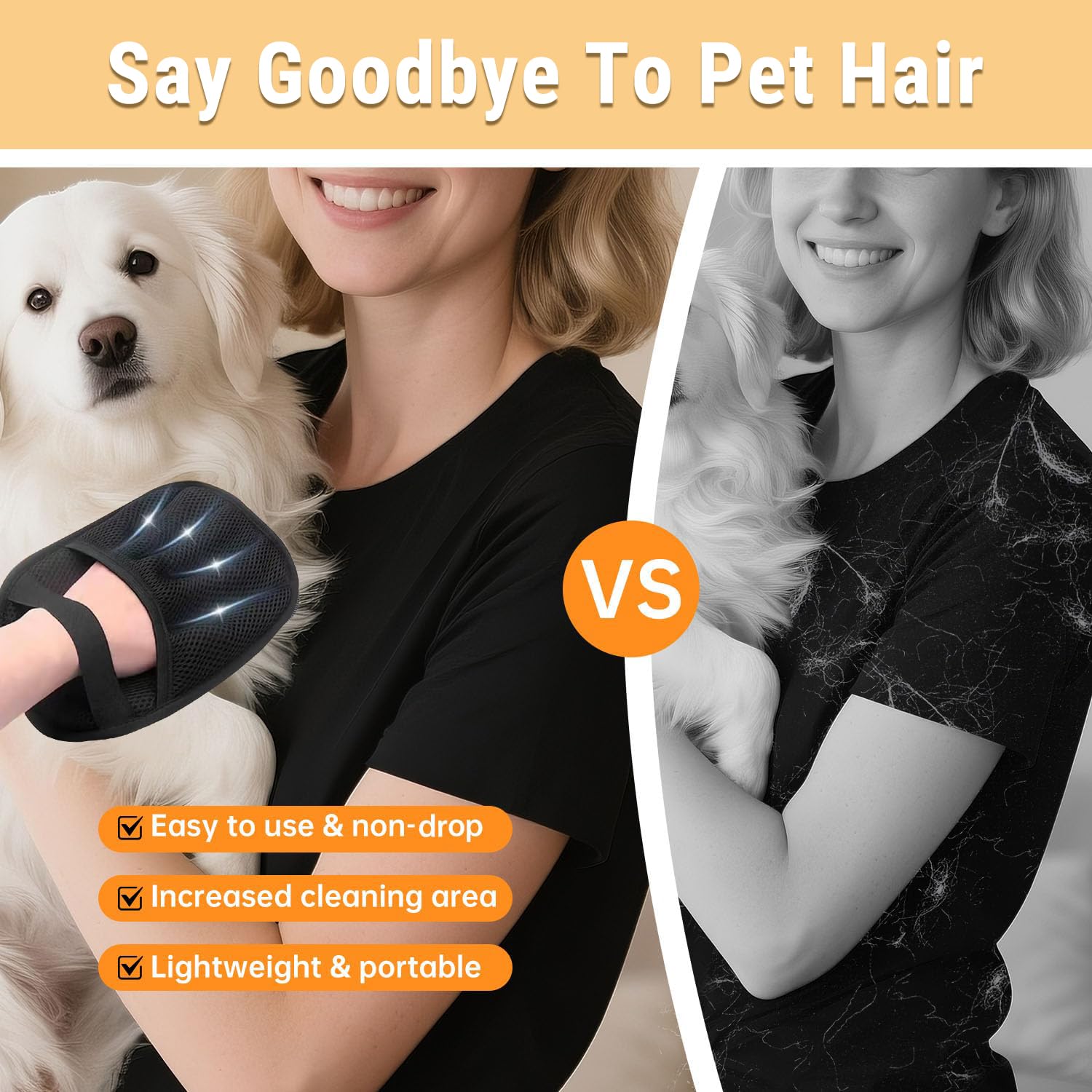 Torven Guanto Peli Gatto - Yomi Pet Guanto per Gatti e Cani, Guanti Statici per Peli Animali, Riutilizzabile & Lavabile, Pet Hair Remover Elettrostatico per Vestiti, Divani, Tappeti, Sedili Auto