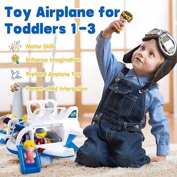 PLAY Airplane Toy Safari Animals Figures Toys Playset for Kids, Toddler Airplane Toys Travel Plane Toys for Kids 2+ Years Old with Lights & Sounds for Boys Girls Gifts Birthday