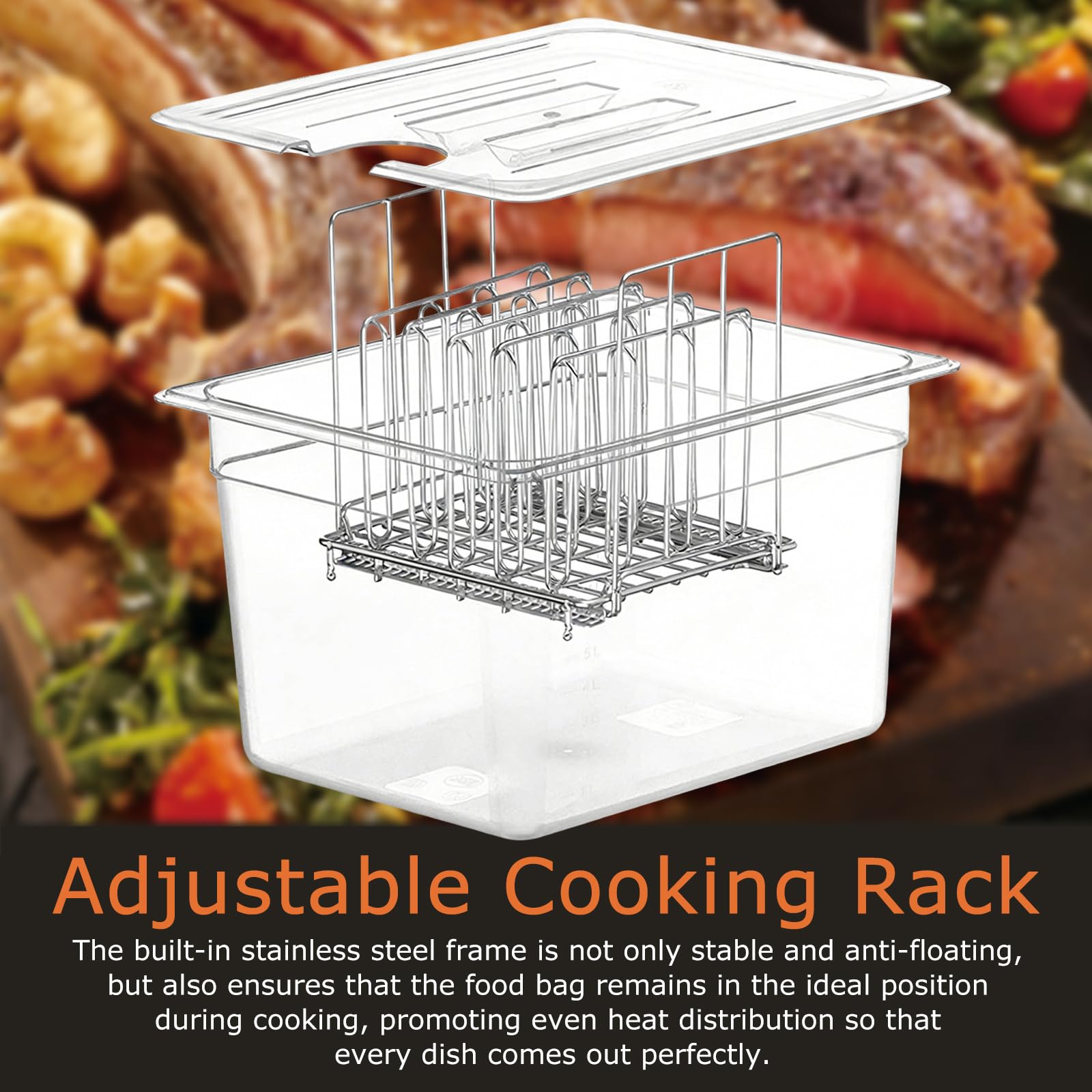 Recipiente 4 en 1 Sous Vide de 12 L con tapa de silicona, rack y manga aislada, contenedor de herramientas Sous Vide, recipiente de cocción lenta, recipiente transparente multifuncional (sin BPA