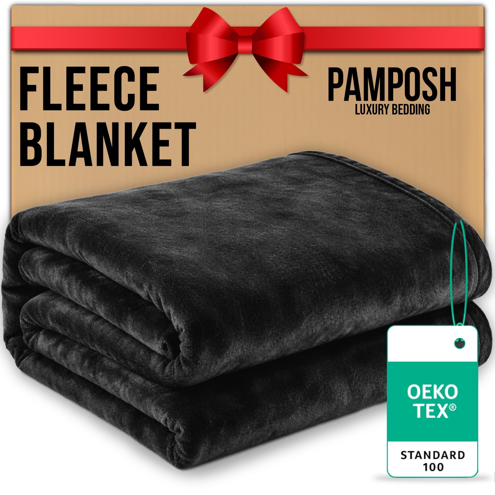 Pamposh Flannel Fleece Queen Size Throw Blankets - Microfiber Solid Blankets for Bed and Couch - Ultrasoft Lightweight Plush Fleece Blanket Queen Size for Camping and Travel