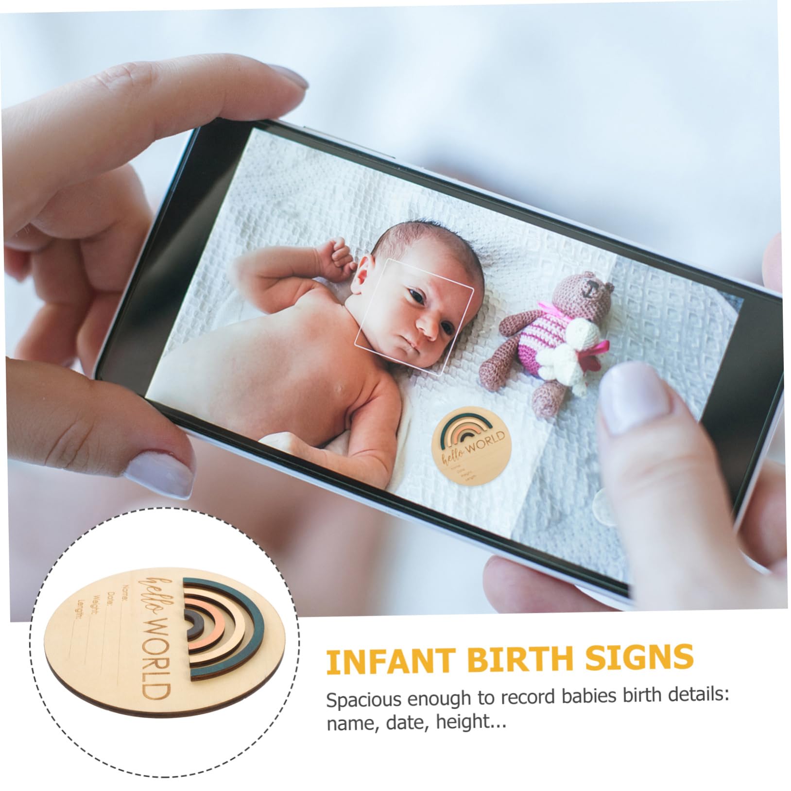 ULDIGI Mini Baby Birth Announcement Sign Newborn Wooden Name Sign for Baby Growth Record New Parents