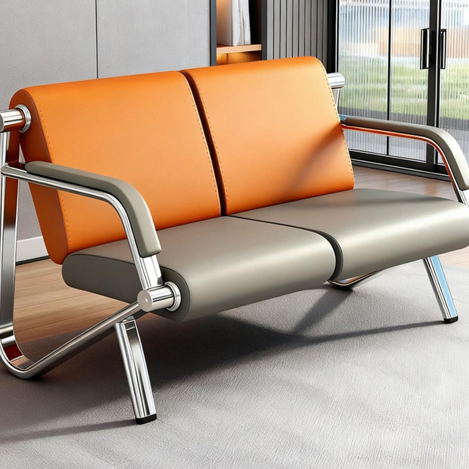 Banco de Recepción para Oficinas, Banco para Sala de Espera con Cojín de Esponja y Patas Antideslizantes, Ideal para Oficinas, Aeropuertos, Hospitales y Espacios Públicos(1 Seat)
