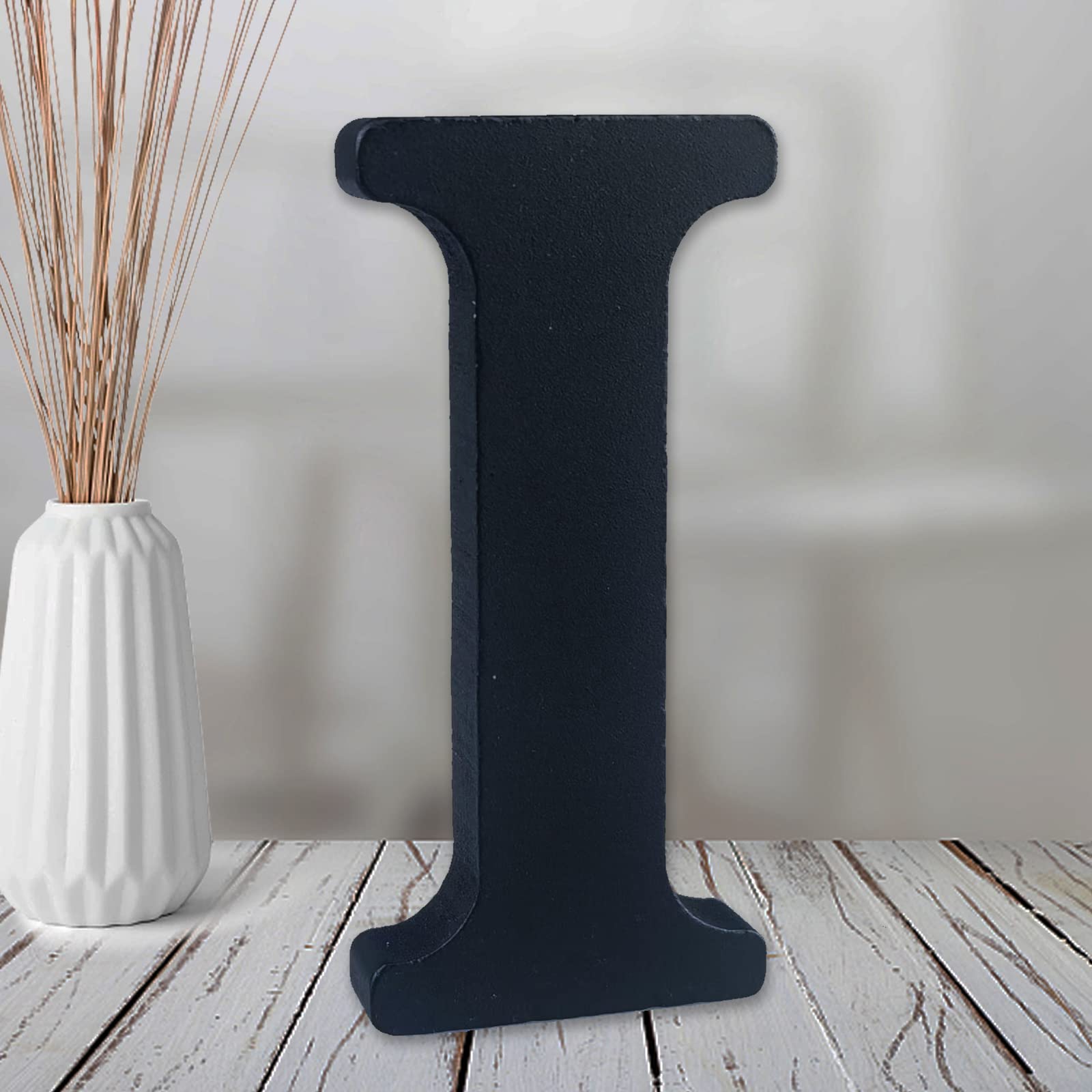 AOCEAN 6 inch Black Wood Letters Unfinished Wood Letter for Wall Decorative Standing Letters Slices Sign Board Decoration for Craft Home Party Projects (I)