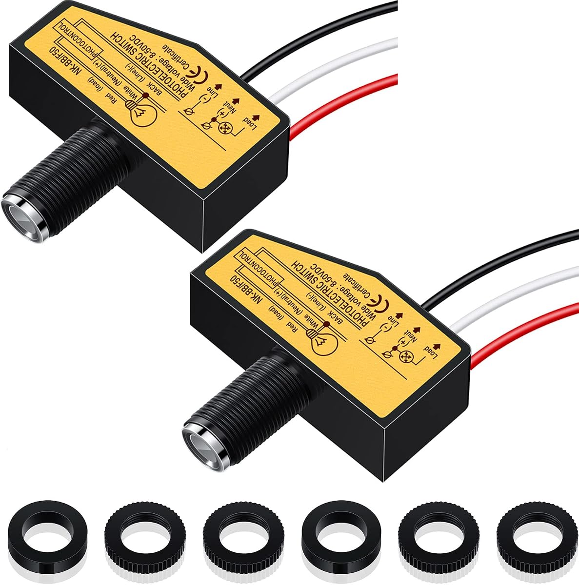 Direct Current Photoelectric Switch 12v 24v 36v 48v Photocell Switch Dc 8v to 50v Dusk to Dawn Photocell Light Sensor for Outdoor Lighting with Automatic Illumination Detection Circuit (2)