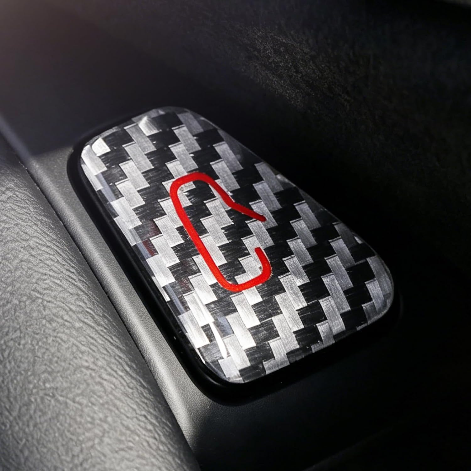 BETTERHUMZ Door Open Button Sticker Compatible with Tesla Model 3 2023-2020 Model Y 2024-2020 Carbon Fiber Door Lock Switch Trim Interior Accessories (Red)