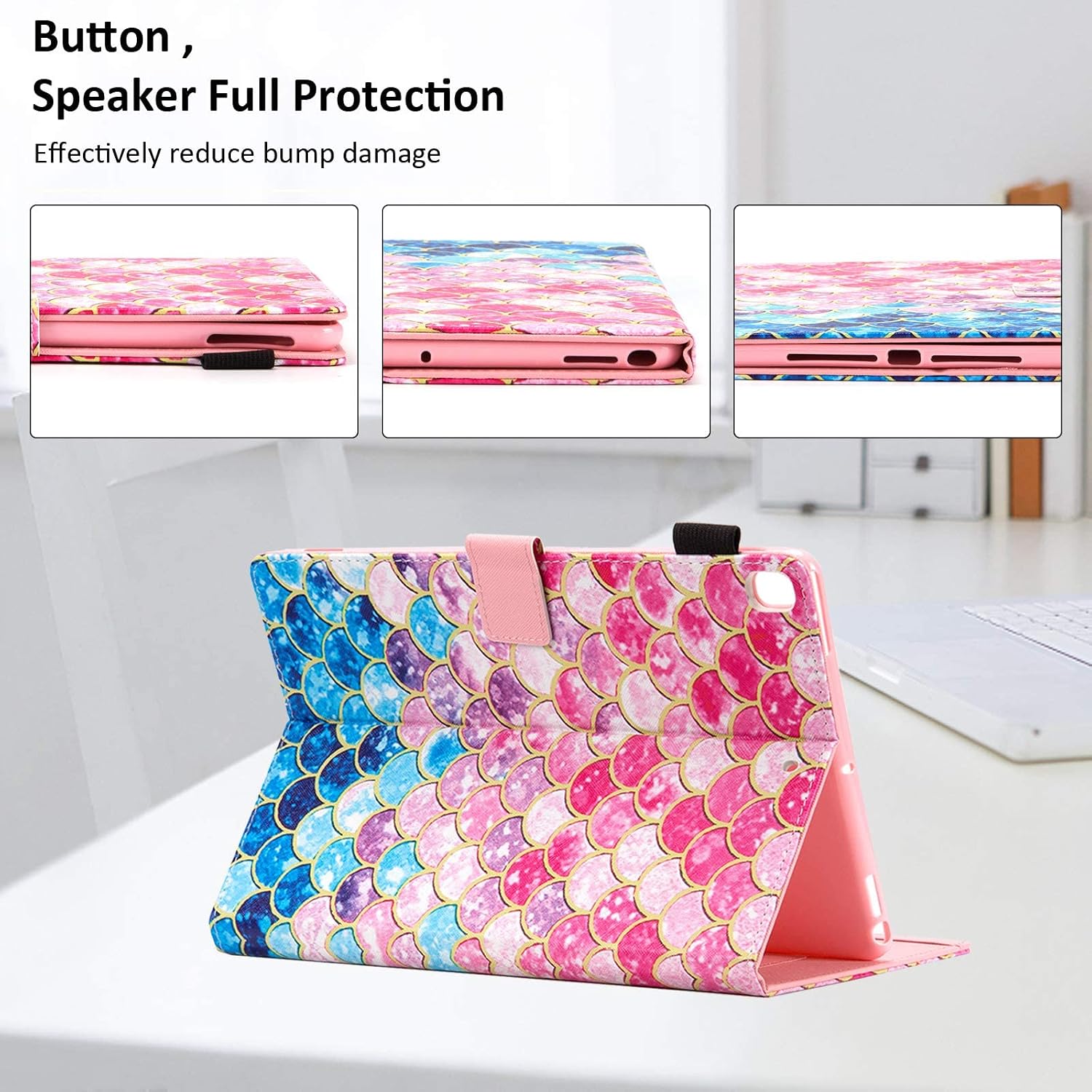 iPad 7th/8th/9th Generation Case, iPad 10.2 Case 2019/2020/2021, Dteck Slim Premium PU Leather Folio Stand Protective Cover with Smart Auto Wake/Sleep & Pencil Holder, Colorful Scale
