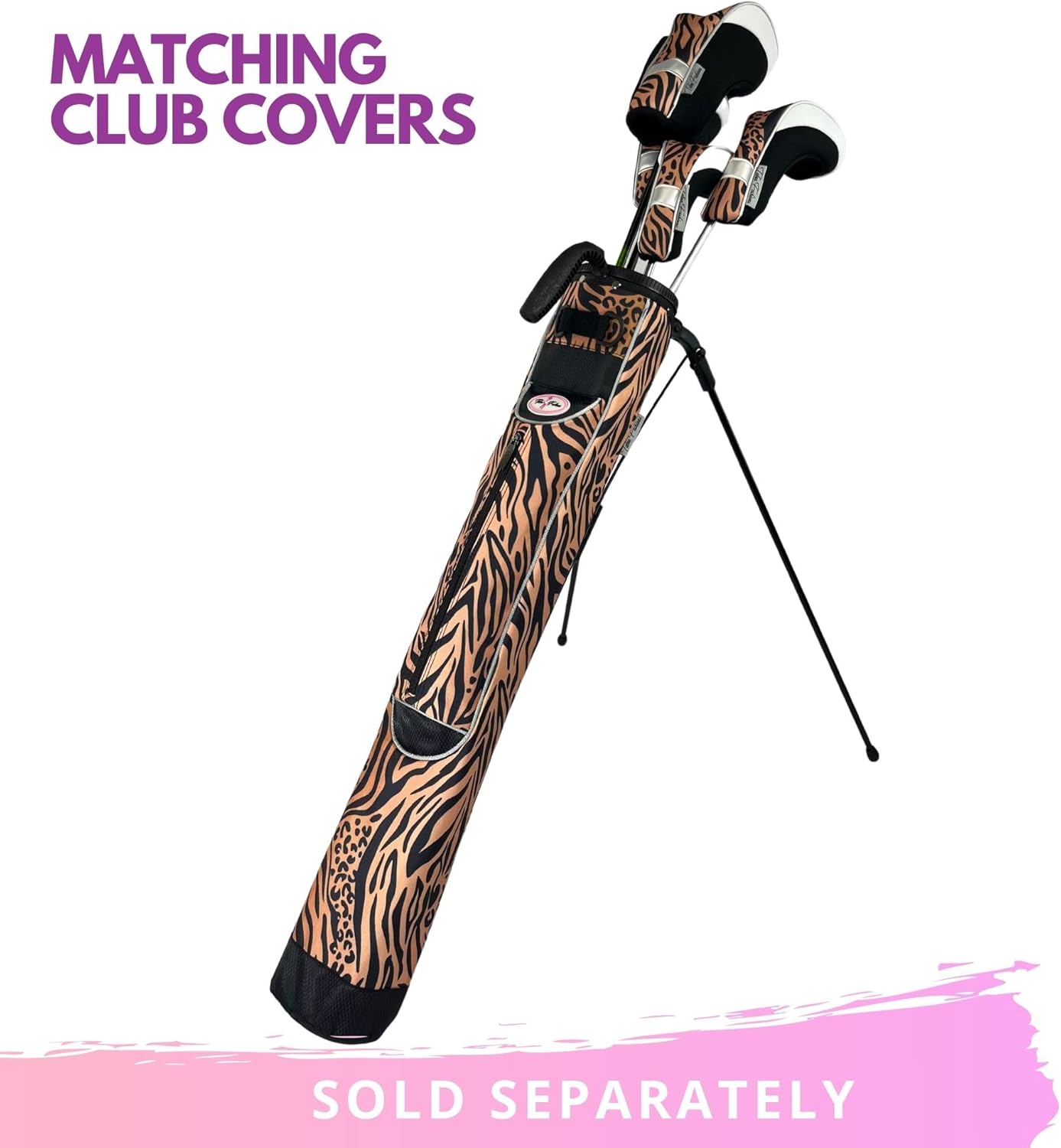 Taboo Fashion Sunday Golf Bags for Women - Lightweight Golf Range Bag with Self Flexing Stand and Shoulder Strap for Driving Range, Par 3 or Executive Course (Wildcat)