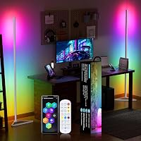 MIWATT RGBIC LED állólámpa 140 cm, dimmelhető appal, állítható magasság, 16 millió szín, 300 jelenet, nappaliba, zenei szinkron, 2 db 9