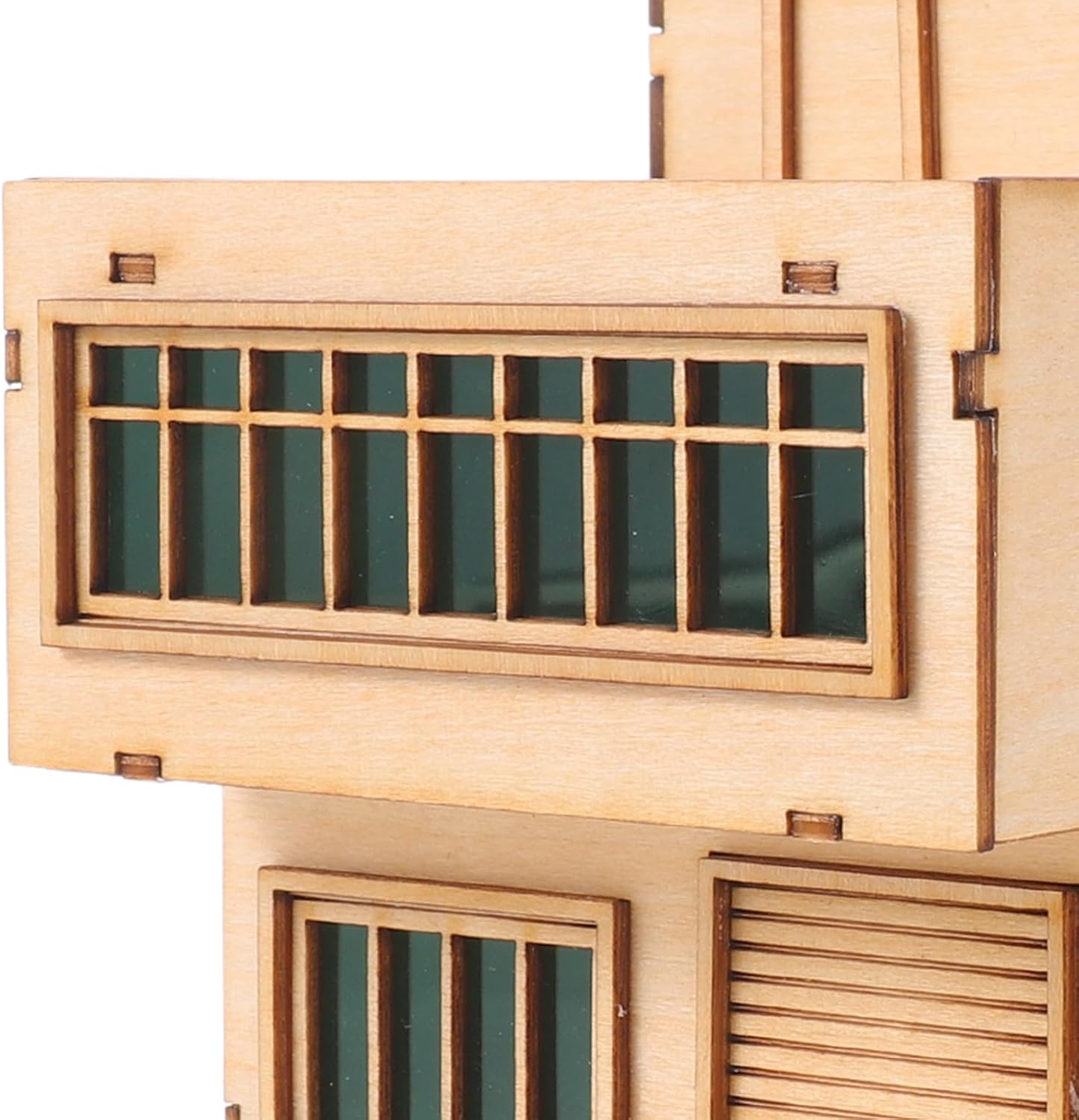 CORHAD Mini Wooden House Model Diorama Log Cabin Puzzle Pre-Assembled Town Architectural Building Unpainted for Sand Table Street Scenes Fairy Garden Decoration 4.3" x 4.1" x 3.2"
