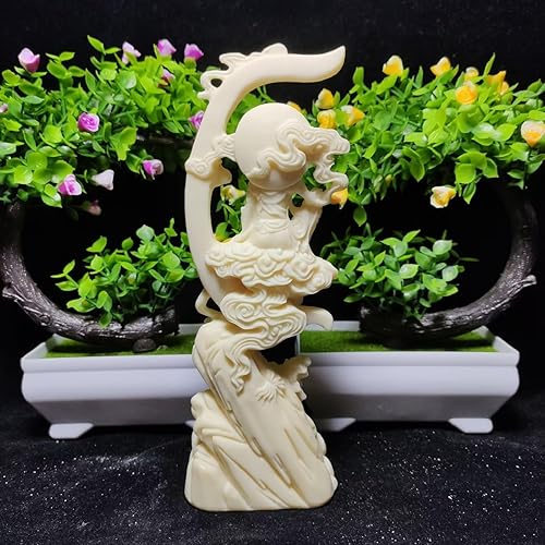 Miniatura 5 de Estatua blanca de Quan Yin, estatua de Buda femenina, estatua de luna Kuan Yin, decoración de oficina en casa, estatua de la diosa