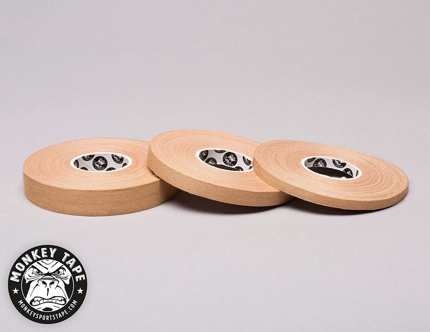 Monkey Tape 3-Roll Variety Pack (0.2”, 0.3”, and 0.5” Tan) x 15yds Premium Jiu Jitsu Sports Athletic Finger Tape - for BJJ, Grappling, & MMA