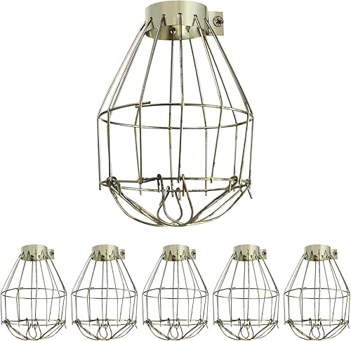 OSALADI Cubierta de lámpara industrial, 6 unidades, cubierta de bombilla de metal, ventilador de techo vintage, pantallas de luz, abrazadera de