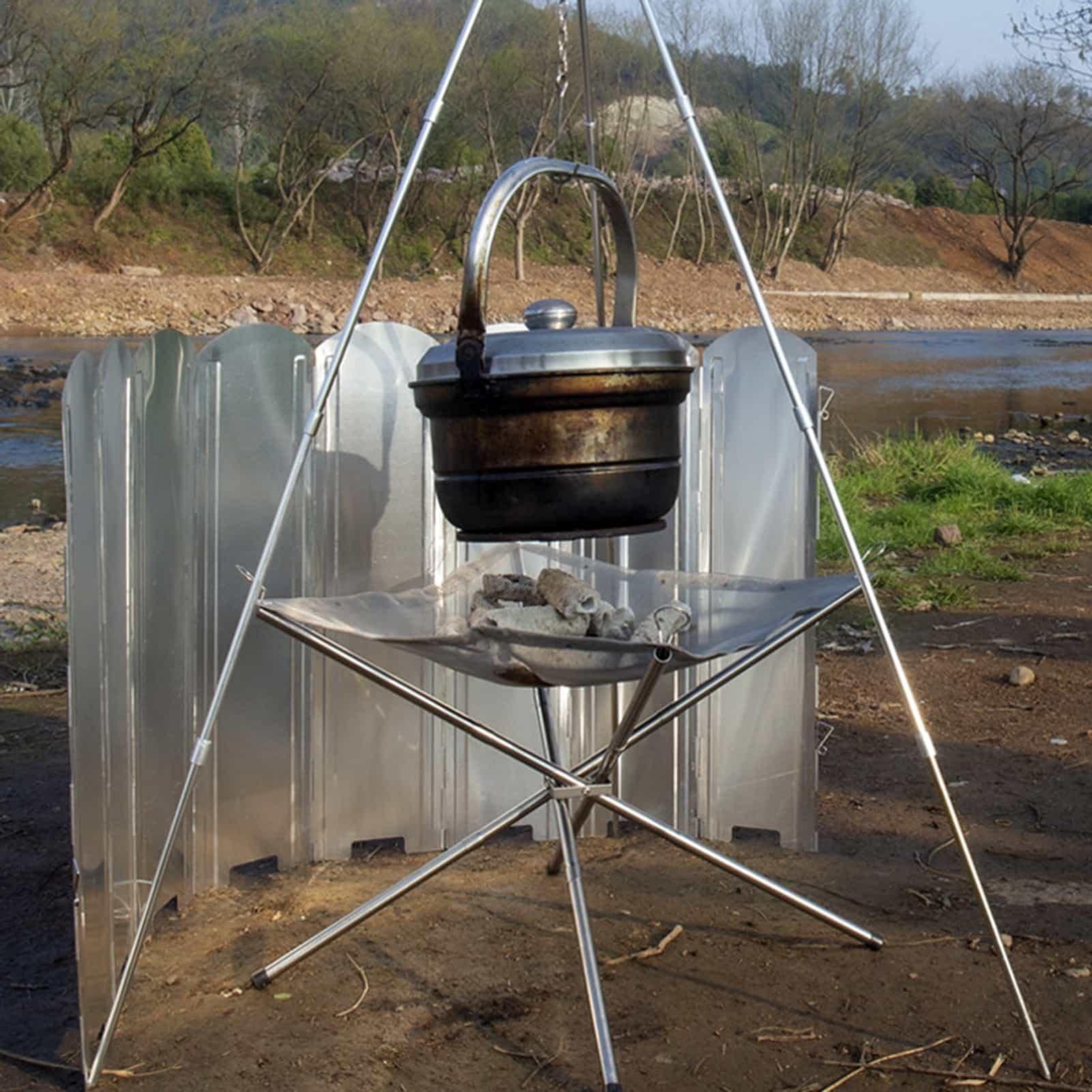 Pare-vent Pour Réchaud Extérieur, Pare-Vent Portable En Acier Inoxydable Durable Pour Pique-Nique Repas En Cour