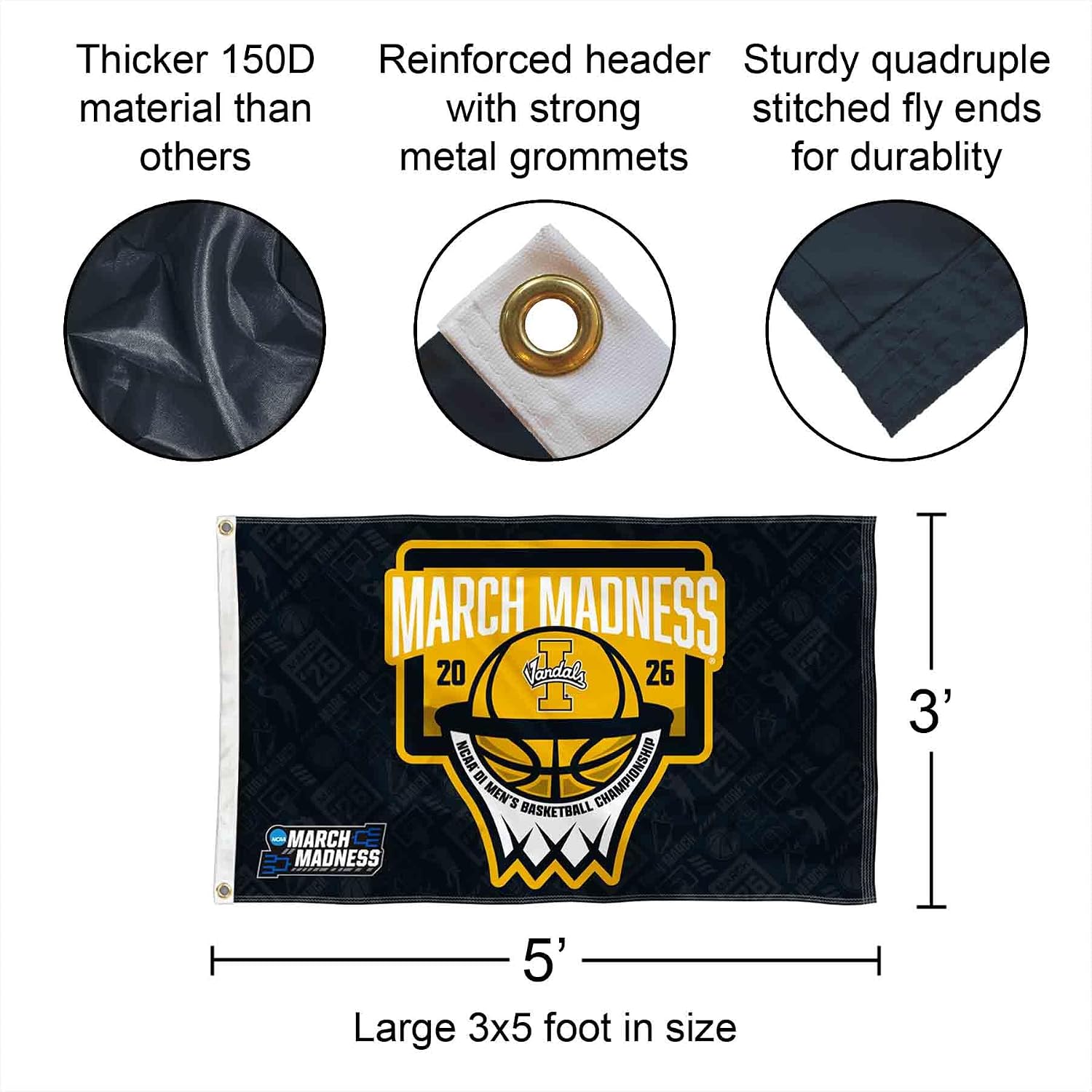 Idaho Vandals 2026 March Basketball Madness 3x5 Grommet Flag