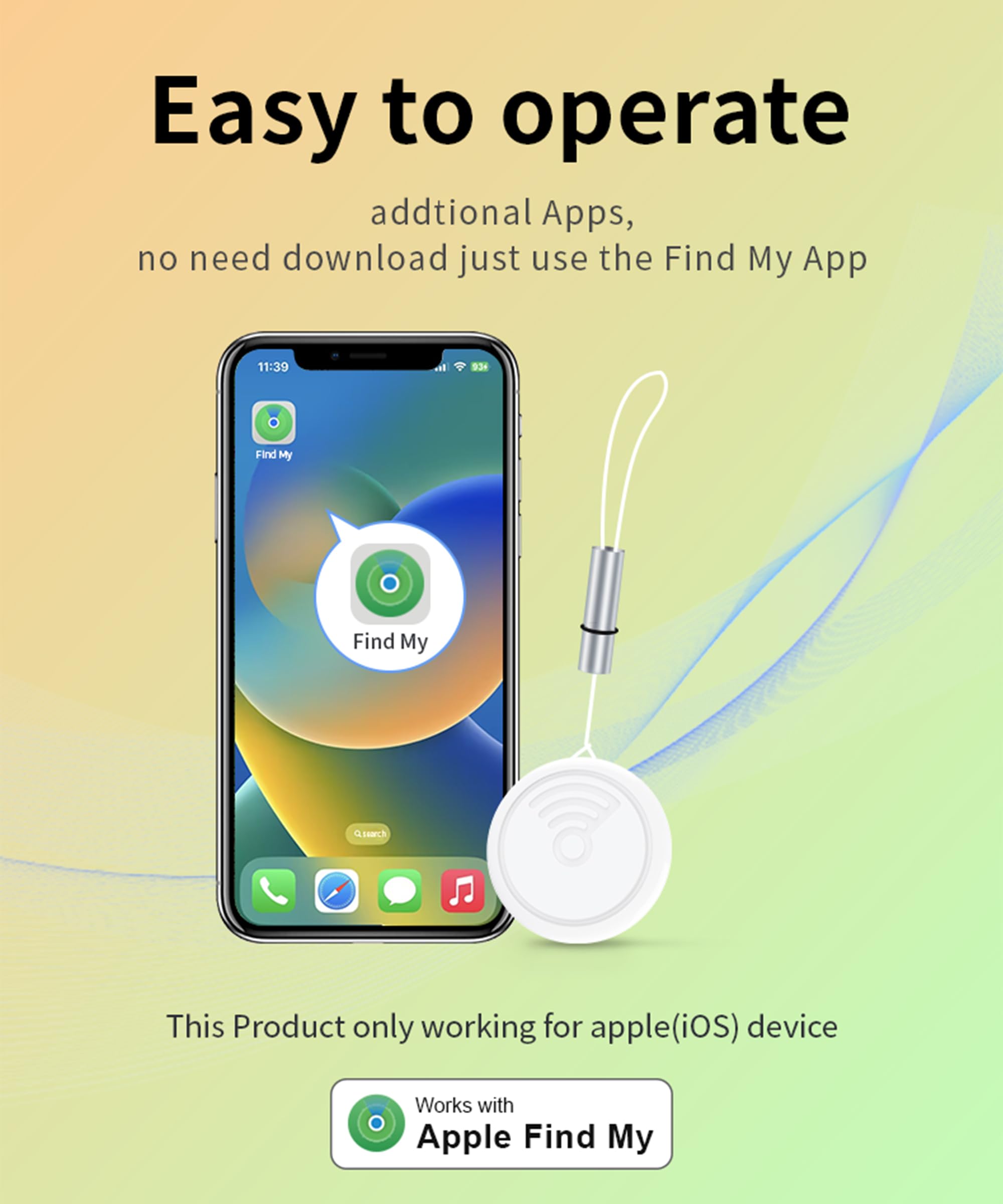 Luubom Air Tags-4 Pack: High Capacity Battery | IP65 Waterproof, Smart Tags Works with Apple Find My (iOS only) Bluetooth Tracker Tag Locator for Keys,Luggage,Backpack etc