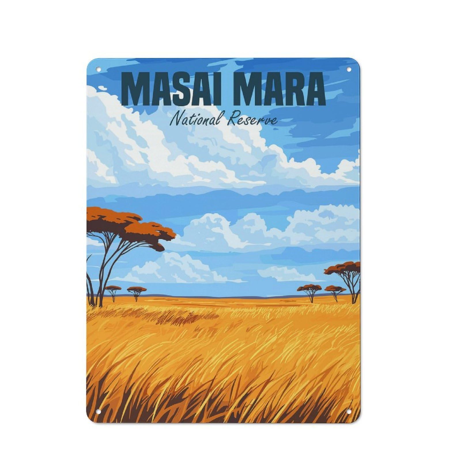 Junmoney Style-18 Outdoor Room Shed Metal Sign 40X30cm Featuring Masai Mara National Reserve, Utility Space Decor For Patio Bar, Workshop, Shed Or Kitchen