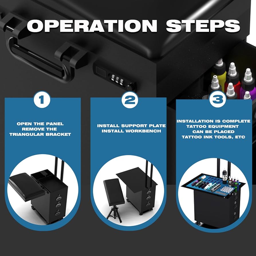 Amazon.com: Tattoo Travel Case Tattoo Trolley Case Portable Tattoo