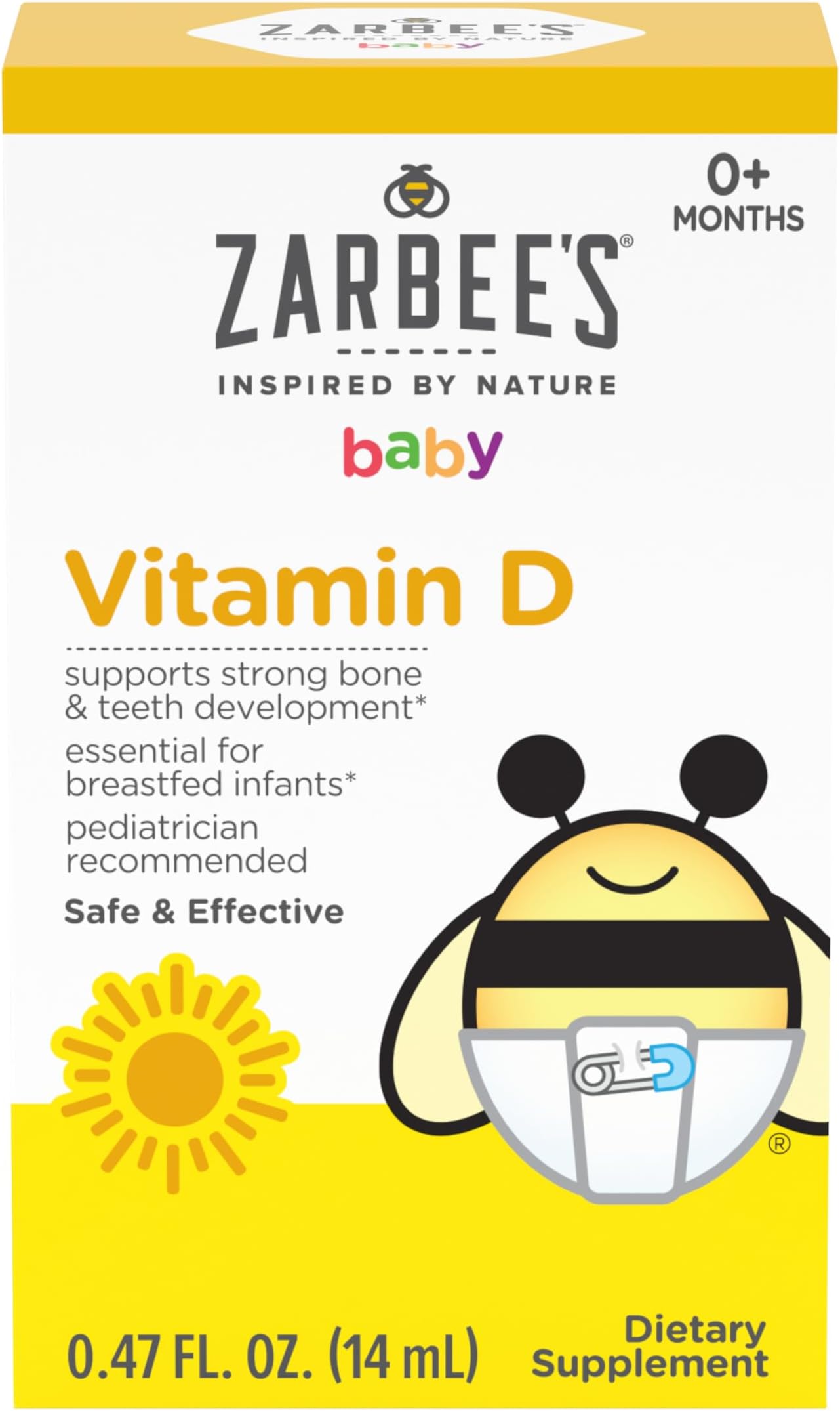 Zarbee's Baby Vitamin D Drops, 400 IU per Drop, with Dropper, 0.47 fl oz