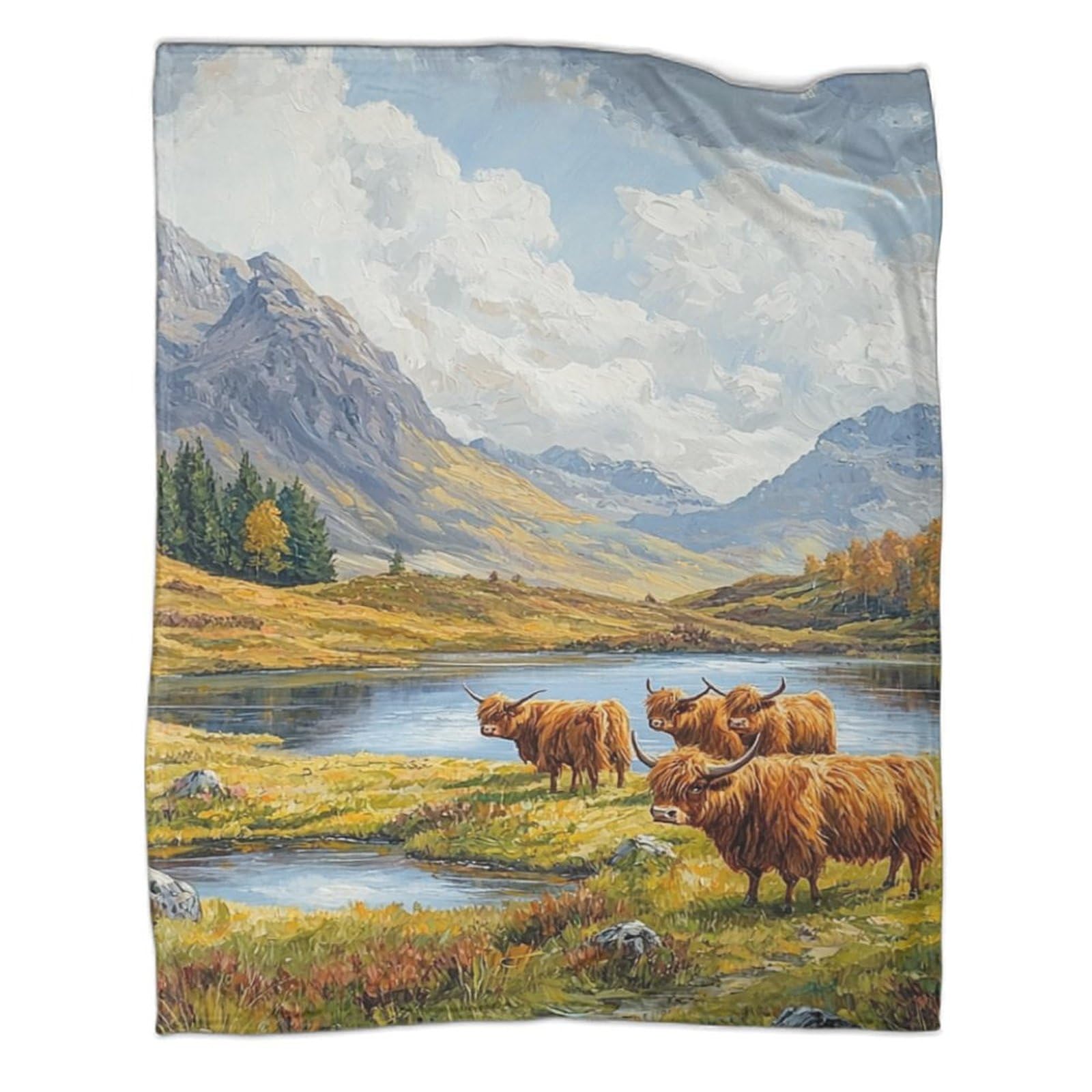 Couverture Highland Cattle plaid en microfibre 150x200 cm pour lit et canapé