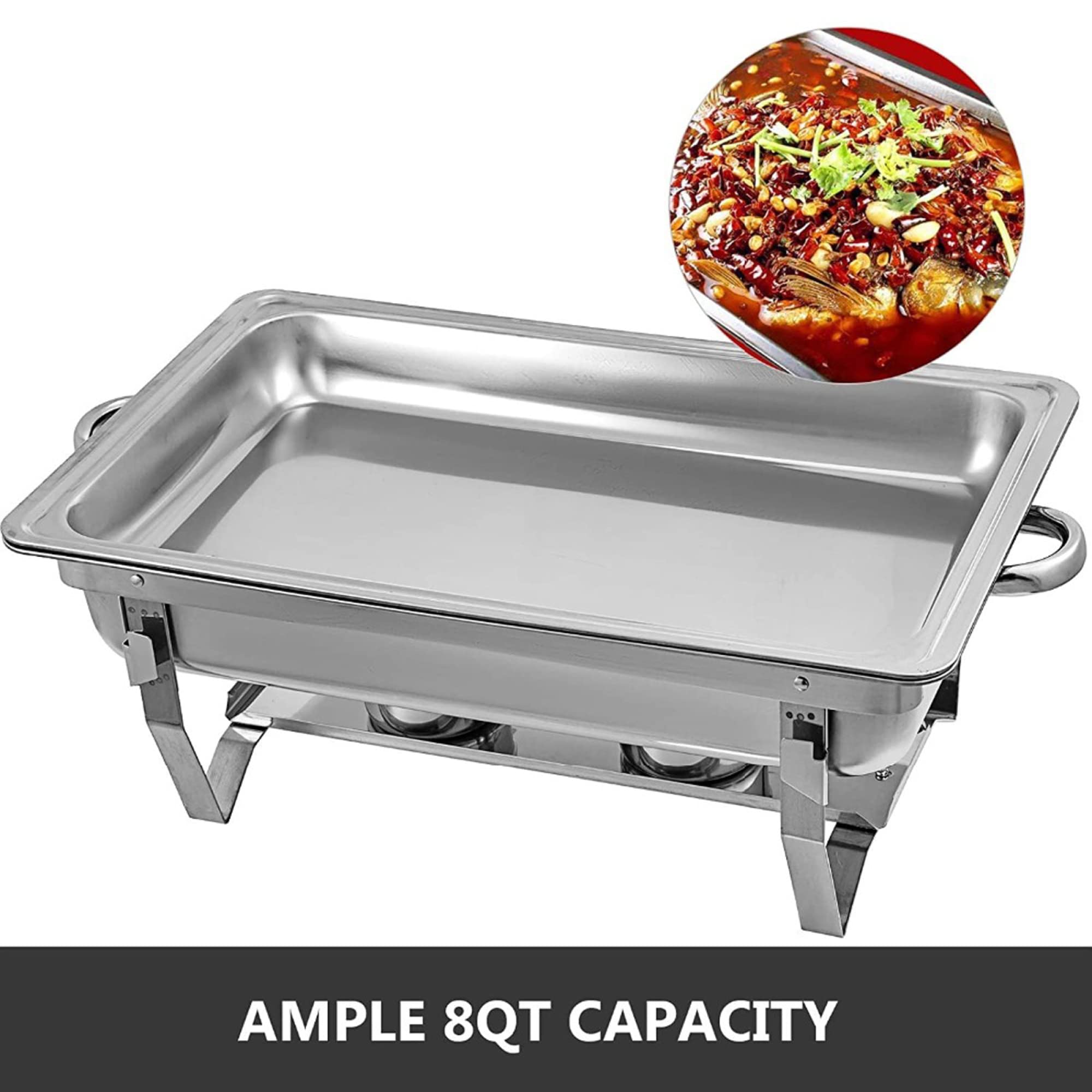 8 QT Zestaw Bufetowy Do Naczyń Chafing Dish 2 Opakowania Podgrzewacz Do Żywności Ze Stali Nierdzewnej Taca Obiadowa Samoobsługowa Zastawa Stołowa Na Wesela Przyjęcia Bankiety Catering Wydarzenia