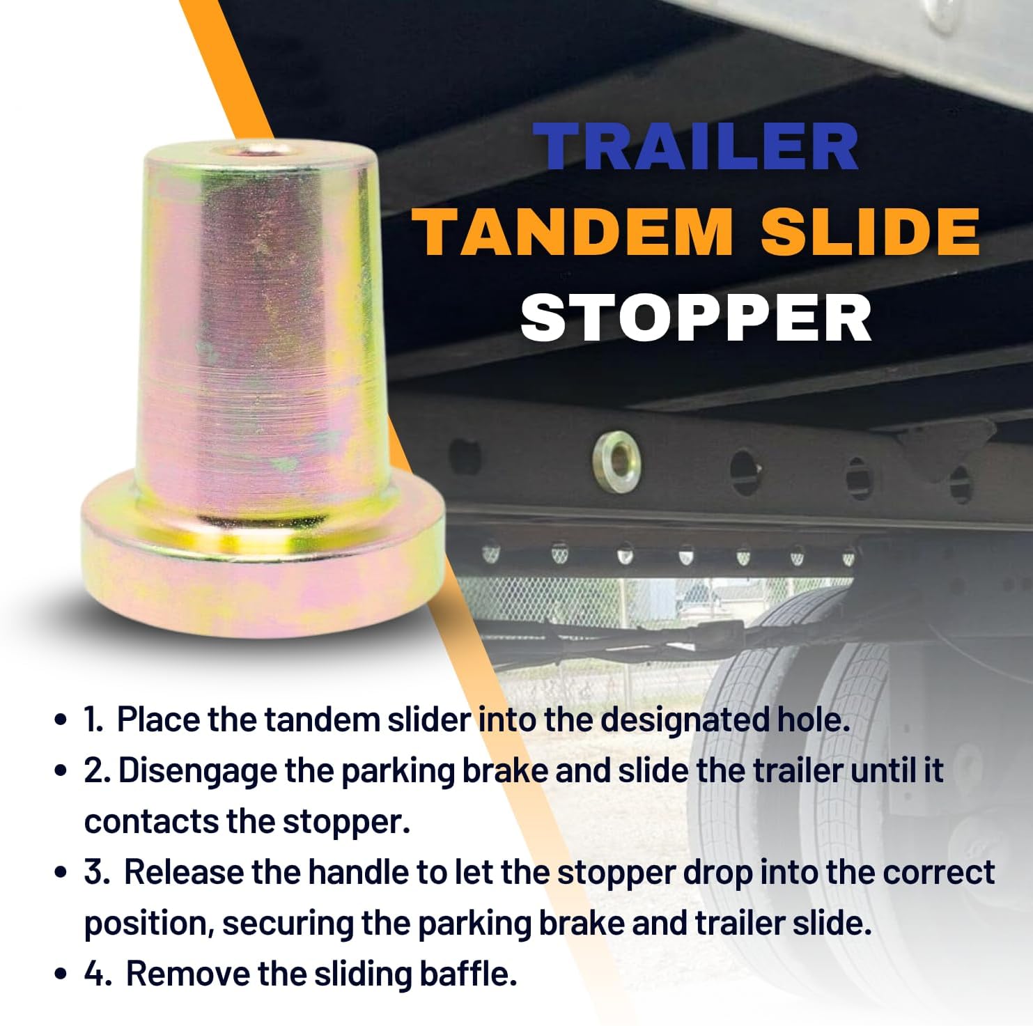 TORQUE 2 PCS Trailer Tandem Slide Stopper, Tandem axle Stop Lock pin, Slider Stop Lock for Semi Truck, Locking Pin Stopper, Heavy Duty Steel Construction, Zinc Plated, Cold Rolled Steel (2 x TR3011)