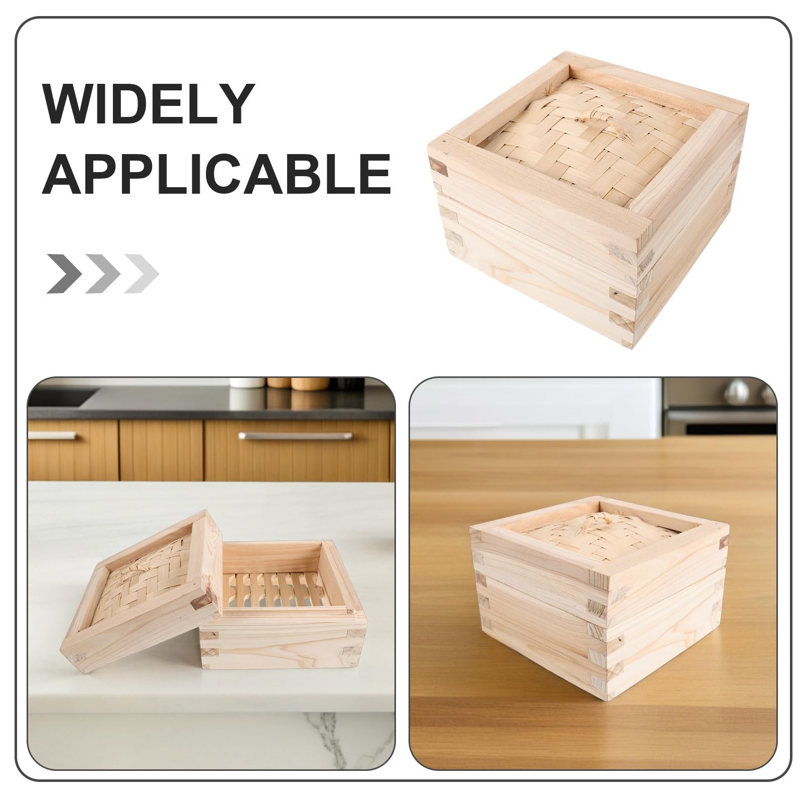 Cesta Vaporera de Madera Beige 15cm con Tapa para Jiaozi