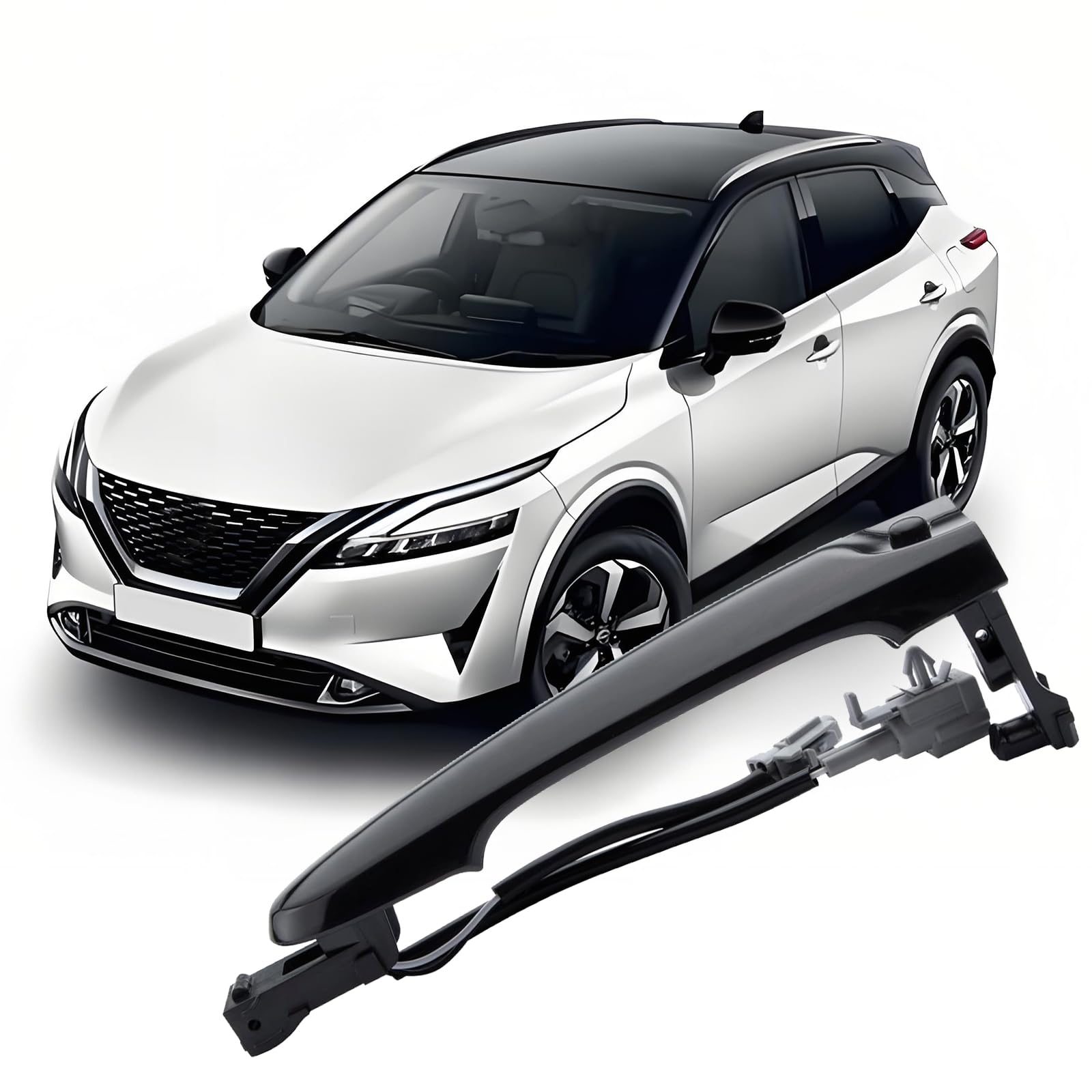 Poignée de porte avant droite côté conducteur compatible avec Nissan Juke F15 2010-2019, 80644-1FA5A, 80644-3WC2A (Noir)