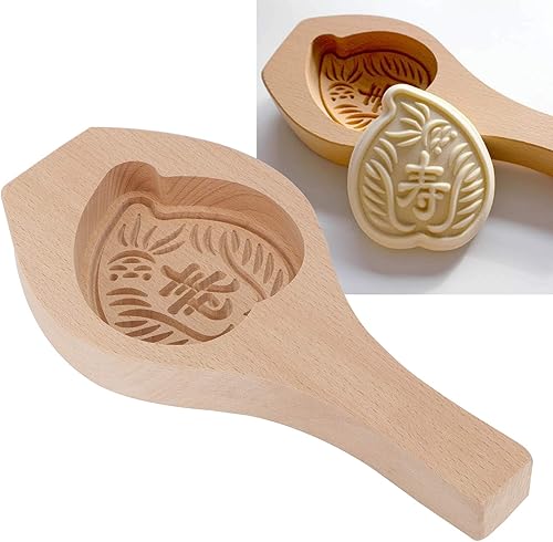 Miniatura 4 de Mooncake - Modelo de madera, modelo de pastel de luna a presión manual con patrón de flores 3D, herramientas de decoración ecológicas para hornear,