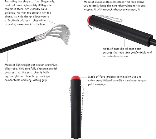 Miniatura 2 de Rascador de espalda, resistente para lucha contra la picazón, acero inoxidable