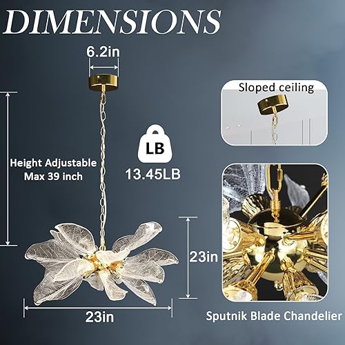 Miniatura 2 de LumaVibe Candelabros de techo alto para entrada, luces colgantes grandes de acrílico, 36 luces regulables, de lujo, techo alto, vestíbulo, luces