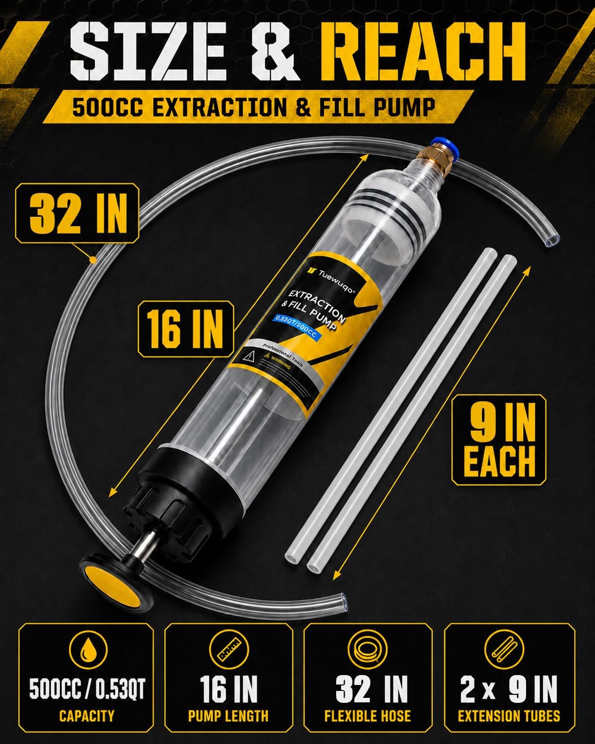 11-Piece 500cc Car Fluid & Oil Extractor Pump Kit