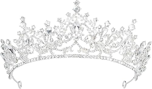 Corona de tiara plateada, coronas de princesa, coronas de reina, corona de cumpleaños de cristal para mujeres, accesorios para el cabello