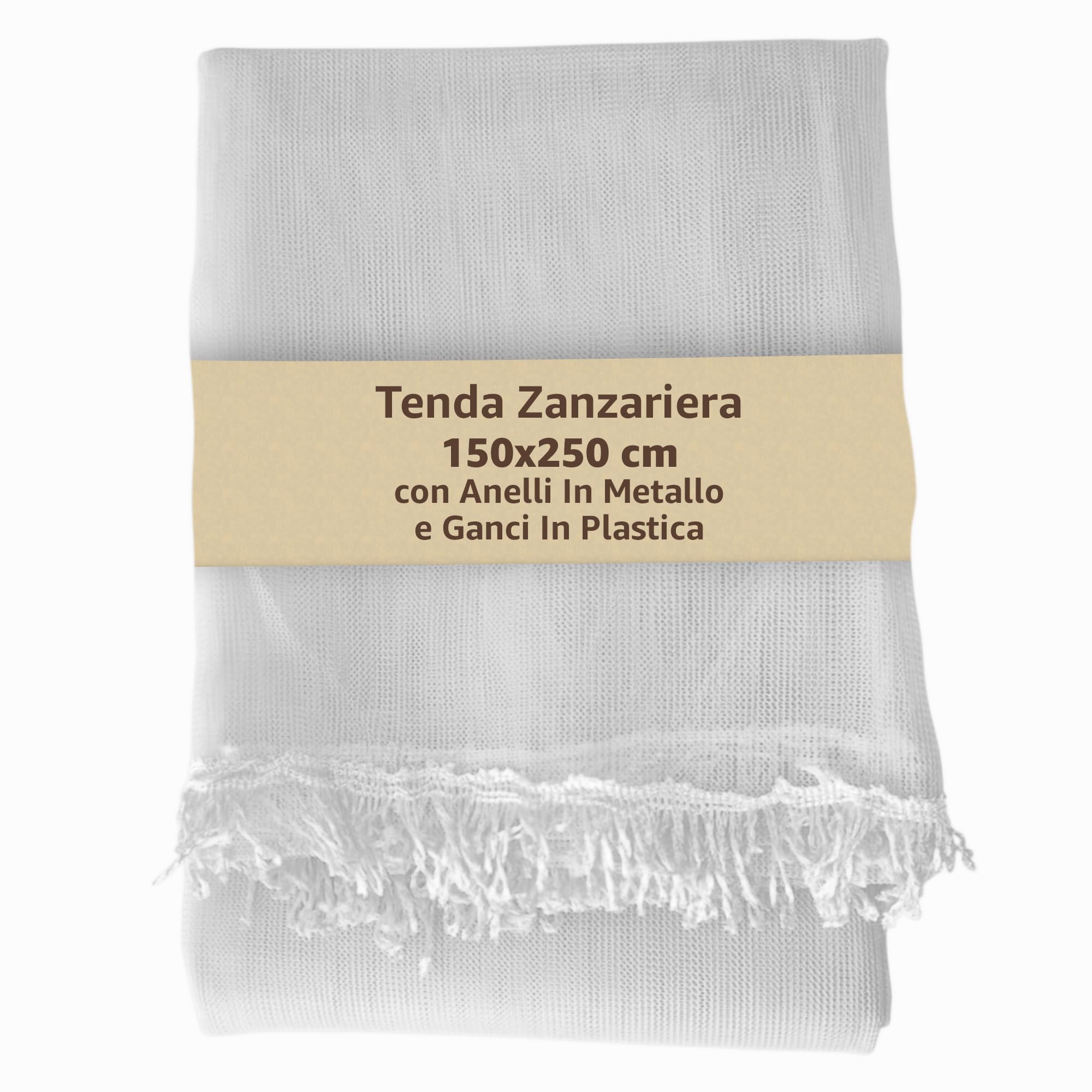 SONIT – Zanzariera Finestra Bianco 150x250cm con Gancetti e Anelli  Rete Antizanzare per Porta Finestra con Frange  Installazione Senza Attrezzi  Protezione Insetti per Casa e Balcone