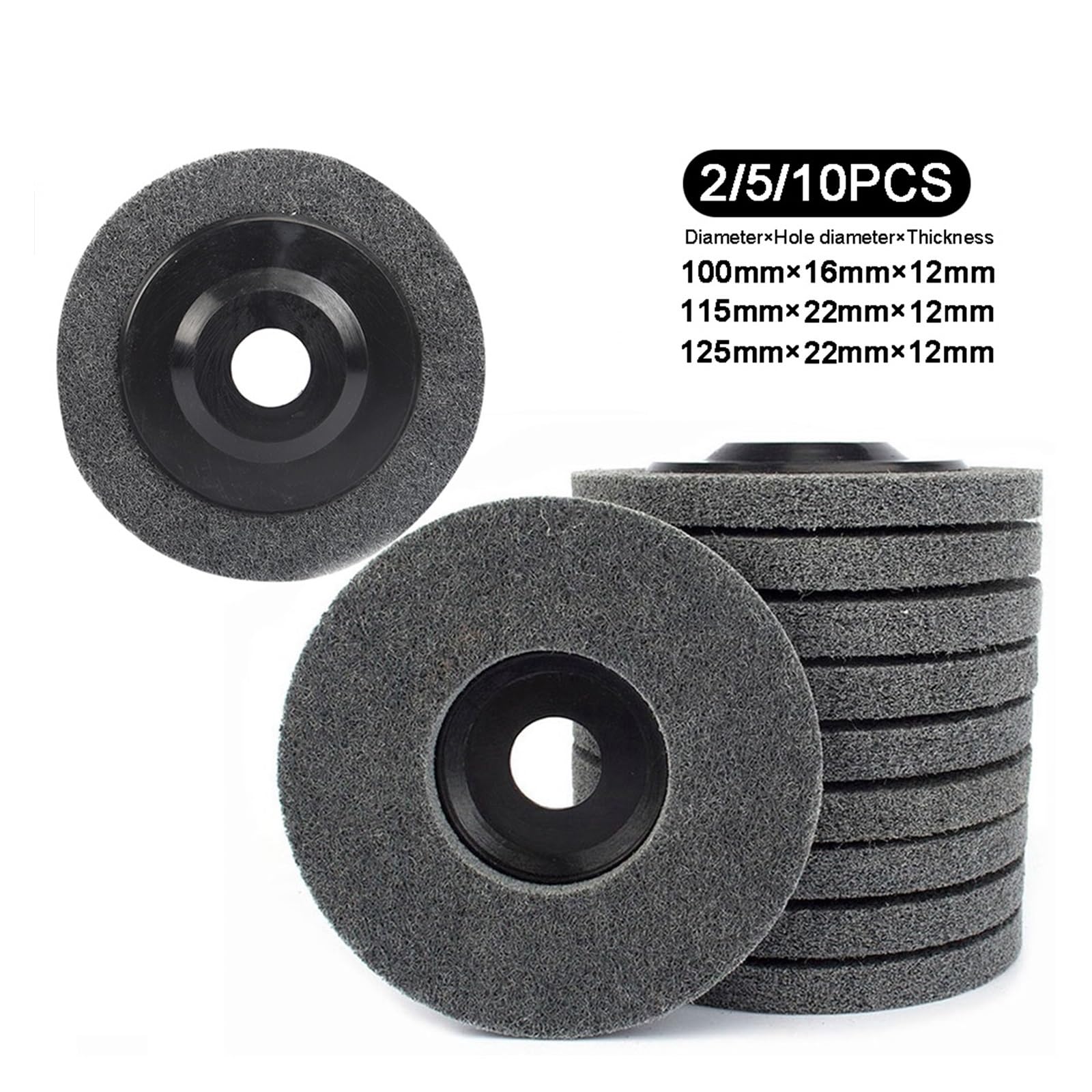 Rueda pulidora de fibra Disco abrasivo no tejido de fibra de nailon de 4"-5" for pulir metal y acero inoxidable.(10Pcs,5 inch)
