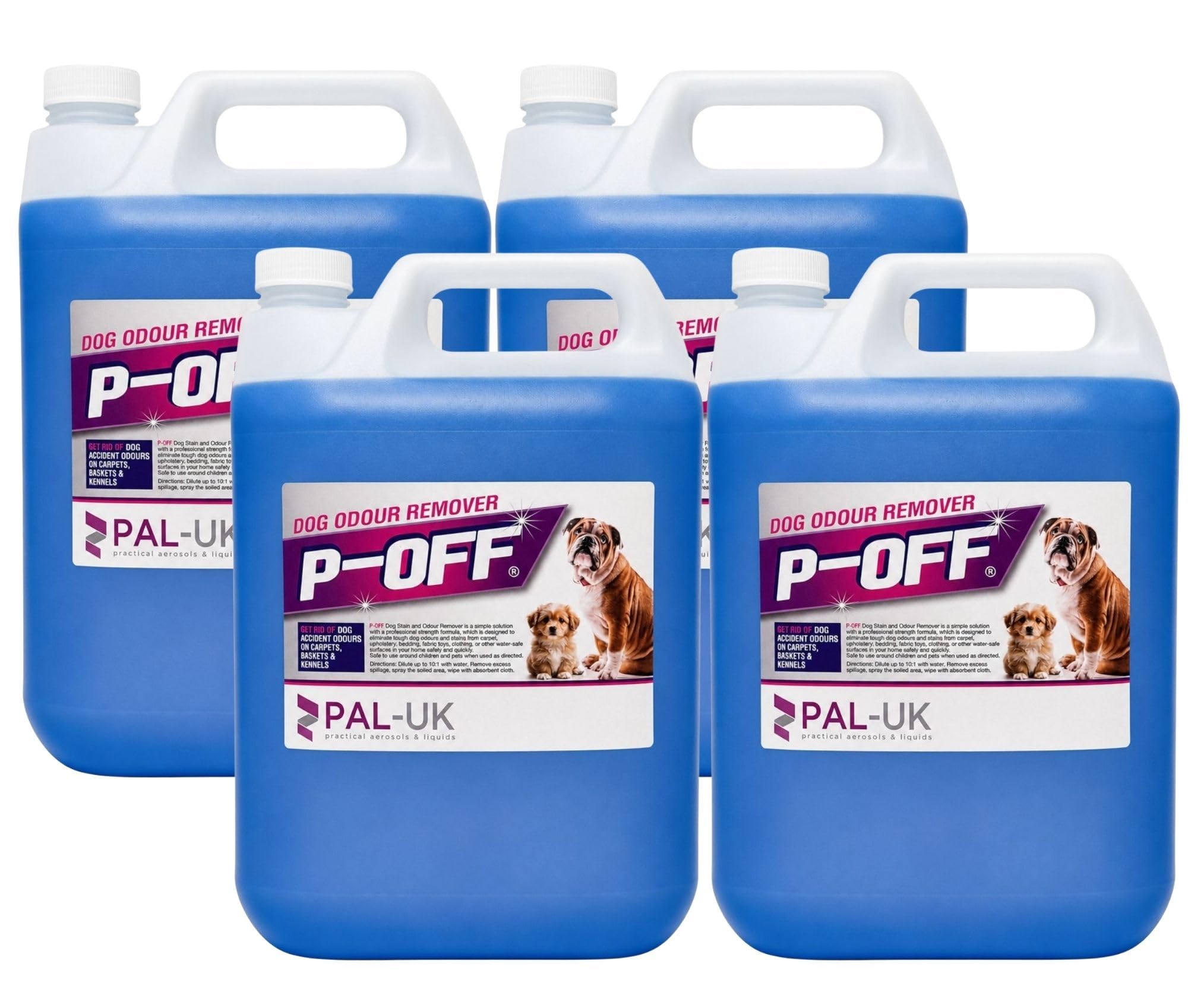 4 x 5 Litre P-OFF Dog Urine Neutraliser - Sea Breeze | Enzymatic Pet Odour Eliminator for Dog Urine | Safe for Pets and Children