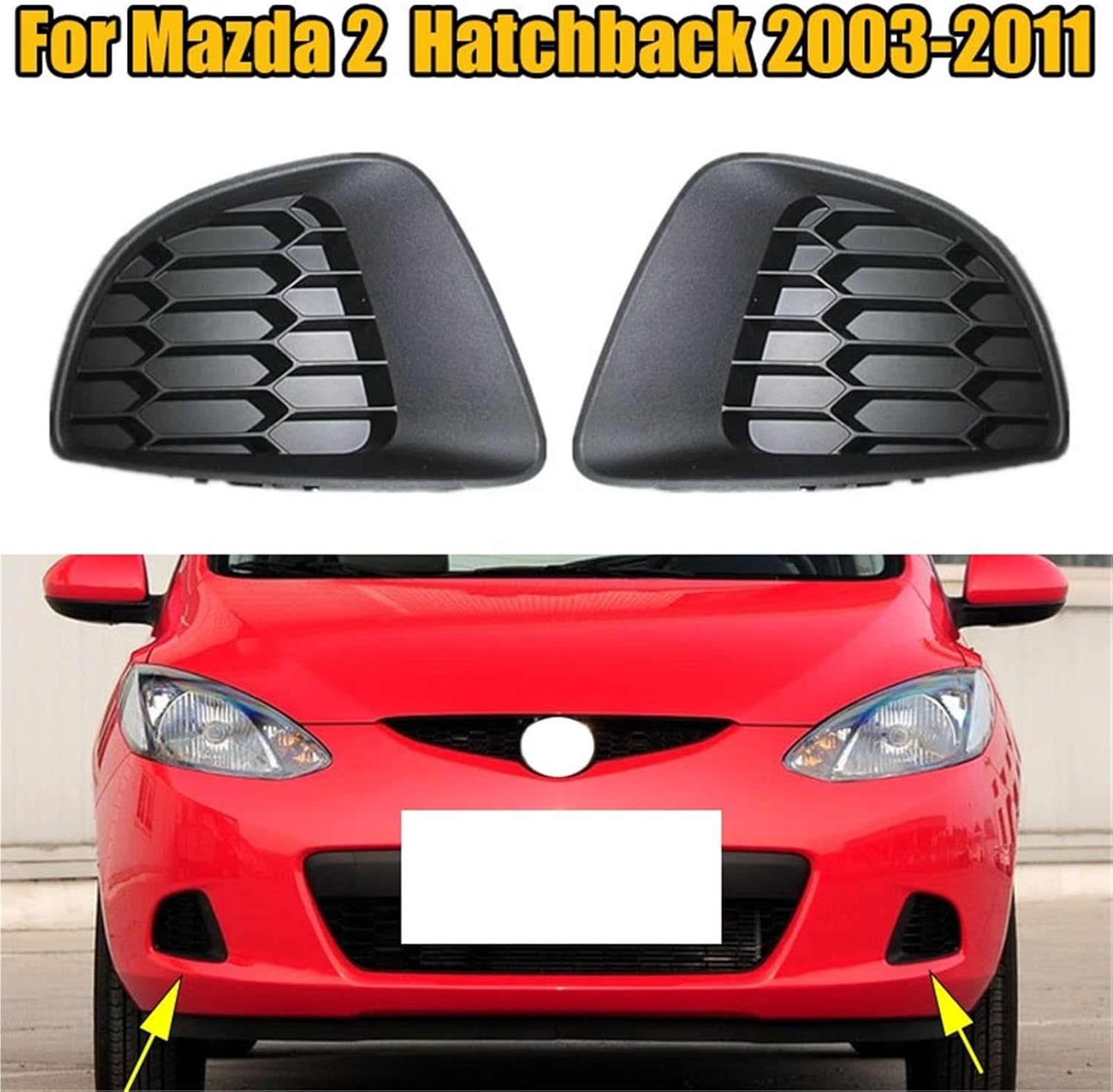 Front Bumper Grille Fog Lamp Cover For Mazda 2 Hatchback 2003-2011 Car Accessories DG80-50-C11A(Inner side 1 Pair)
