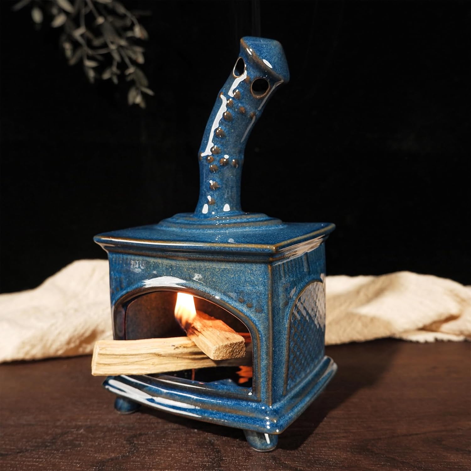 MOUGIGI Ceramic Palo Santo Holder & Mini Chiminea Smudge Bowl | Multi-Functional Burner for Sage Sticks, Incense Cones, Copal,and Candles |Perfect for Energy Cleansing,Yoga Meditation| Anxiety Relief